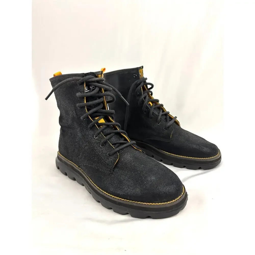 Skechers Black‎ Suede Leather Lace Up Boots 7.5 Women's Ankle On the Go